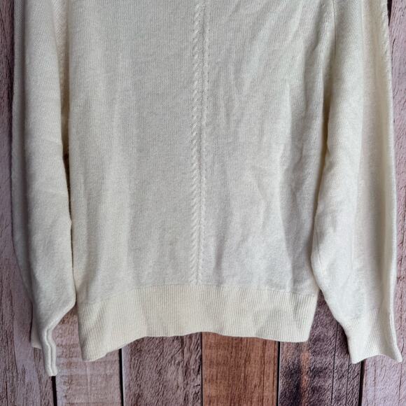 White + Warren Sweater Cashmere Cable Knit Minimalist Fall Classic Luxury Large - Picture 6 of 9
